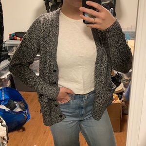 Madewell black white marled cardigan xs